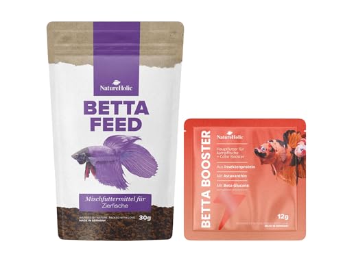 NatureHolic Kampffisch Futter Set - Bettafeed Hauptfutter & Betta Booster Farb- und Vitalitätsbooster - Premiumfutter für Betta splendens mit Insekten, Krill & Omega-3 NatureHolic Kampffisch Futter Set - Bettafeed Hauptfutter & Betta Booster Farb- und Vitalitätsbooster - Premiumfutter für Betta splendens mit Insekten, Krill & Omega-3 von NatureHolic