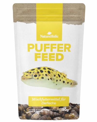 NatureHolic PufferFeed Futterschnecken | Fischfutter Aquarium | hochwertiges Alleinfuttermittel für Kugelfische | natürliche & gefriergetrocknete Meeresschnecken | Reich an Proteinen | 30 g von NatureHolic