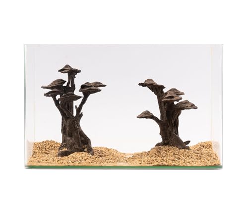 NatureHolic Stone Bonsai Shizukana | Aquarium Deko Aquarium 2er Set | Baum aus Kunstharz | Wasserneutral & zum bepflanzen | Natürliche Dekoration für Aquarien | Ideal für Aquarien ab 45 cm von NatureHolic