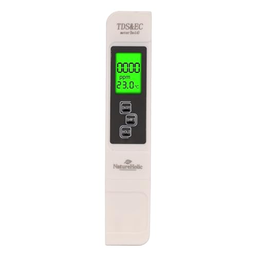 NatureHolic TDS EC Messgerät Aquarium | Leitwertmesser mit Temperaturkompensation | Misst elektrische Leitfähigkeit und gelöste Feststoffe | Für Osmosewasser und Aquascaping | Mit Batterie und Etui von NatureHolic