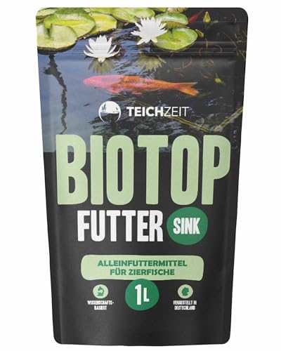 NatureHolic Teichzeit Biotop Futter Sink | Fischfutter für Teichfische | sinkendes Teichfutter | Futter für Gartenteich Fische | 1 Liter von NatureHolic