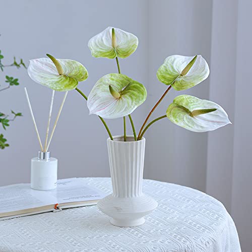 NatureMan Künstliche Anthurien-Lilien, 61 cm, 8 Stück, Dekoration für Zuhause, Blumenstrauß und grünes Blatt, für Hochzeit, Festival, Dekoration, Blumenarrangement (weiß) von NatureMan