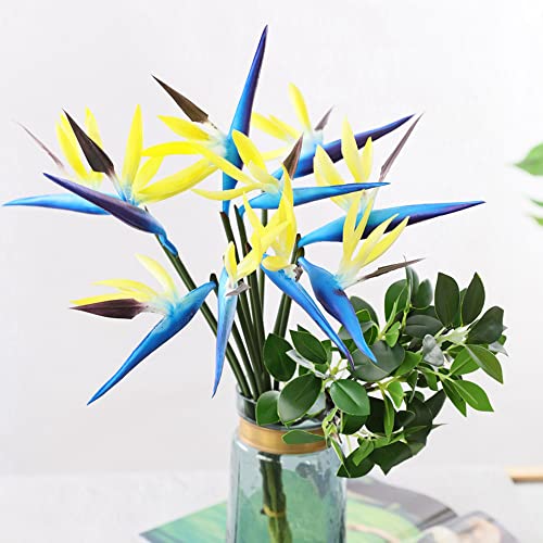 NatureMan 10 Stück künstliche Blumen Paradiesvogel, 57,1 cm, hawaiianische tropische Blumen, Strelitzie, grüne Pflanze für Haus, Garten, Dekoration, Büro, Veranda, Hochzeitsdekorationen (Ozeanblau) von NatureMan