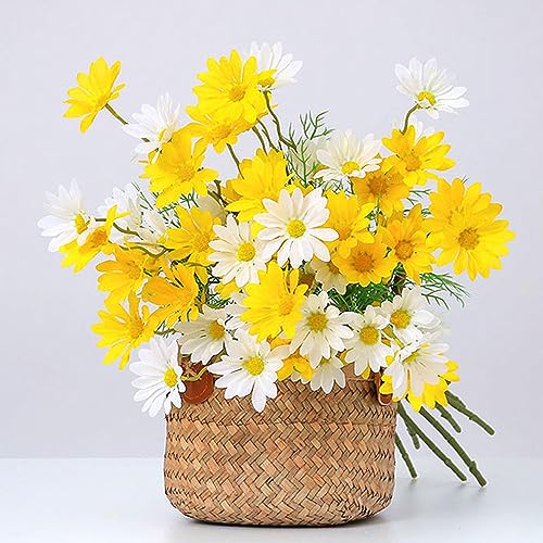 NatureMan Künstliche Blumen, 12 Bündel, künstliche Seiden-Gänseblümchen, UV-beständig, für den Außenbereich, mit Stielen, Gänseblümchen-Arrangements für Zuhause, Hotel, B von NatureMan