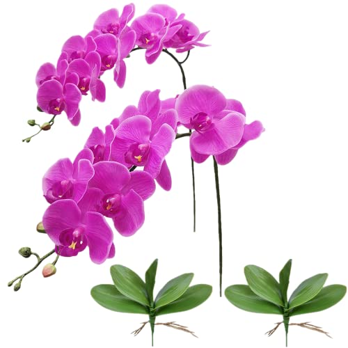 NatureMan Künstliche Orchideenstiele, fühlen sich echt an, Phalaenopsis-Zweige, 9 große Blüten, 107 cm hoch, für Zuhause, Hochzeit, Party, Dekoration (lila) von NatureMan