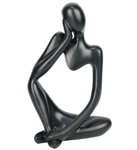 NatureMan Denkerstatue Harz Skulptur Abstrakte Skulptur Sammelfiguren Kunst für Zuhause Büro Tisch Bücherregal Dekoration (Schwarz Links) von NatureMan