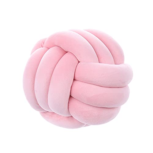 NatureMan Weiche Knoten-Ballkissen, rundes Wurfkissen, Kinderzimmerdekoration, Plüschkissen, handgefertigt, rundes Plüschkissen, beruhigendes Stressabbau, Plüschspielzeug, Durchmesser 28 cm (Rosa) von NatureMan