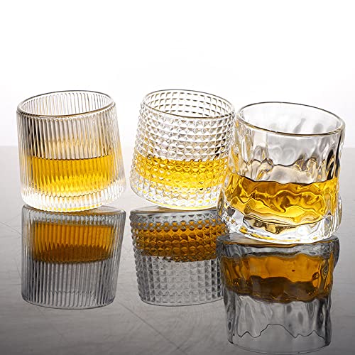 NatureMan Whiskygläser aus Kristall, 142 ml, Set mit 3 drehbaren altmodischen Gläsern, zum Trinken von Bourbon, Scotch, Cocktails, Cognac, Tequila, Bargläsern, transparent von NatureMan