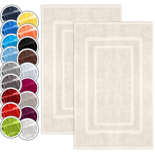 2er Pack Badvorleger Badematte | Premium Qualität | 100% Baumwolle | 50 x 80 cm | Duschvorleger Duschmatte Doppelpack | Farbe: Natur/Creme von NatureMark