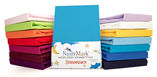 2er Sparpack Kinder Spannbettlaken Jersey 100% Baumwolle für Kinderbettmatratzen ÖKO Tex Geprüft- Gr. 70 x 140 cm, Türkis / Ocean 2er Sparpack Kinder Spannbettlaken Jersey 100% Baumwolle für Kinderbettmatratzen ÖKO Tex Geprüft- Gr. 70 x 140 cm, Türkis / Ocean von NatureMark