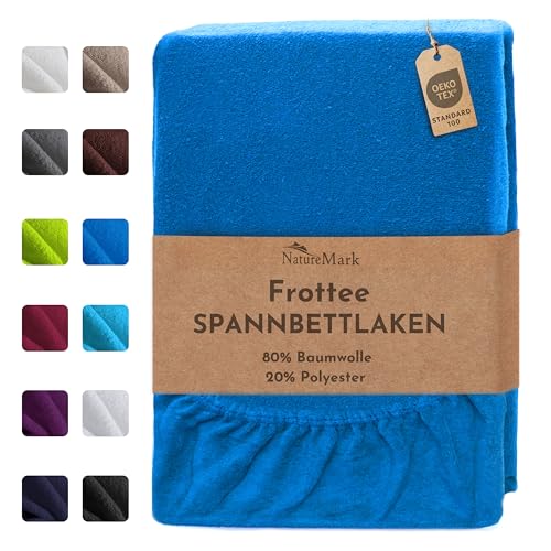 NatureMark FROTTEE Spannbettlaken, Spannbetttuch TOP Preis-Leistungs-Verhältnis in vielen Größen und Farben MARKENQUALITÄT (70x140 cm Kinder, royal blau) von NatureMark