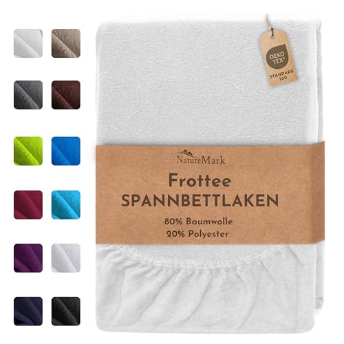 NatureMark FROTTEE Spannbettlaken, Spannbetttuch TOP Preis-Leistungs-Verhältnis in vielen Größen und Farben MARKENQUALITÄT (70x140 cm Kinder, weiß) von NatureMark