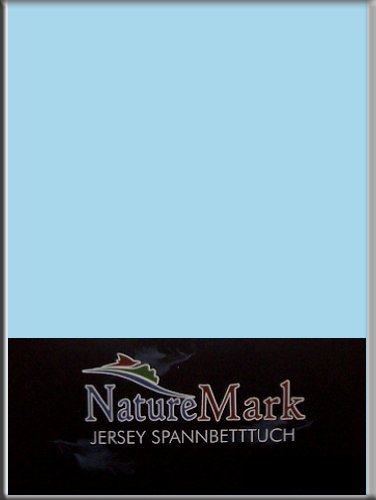 Jersey Spannbettlaken 180x200 - 200x200 cm Hellblau 100% BW von NatureMark