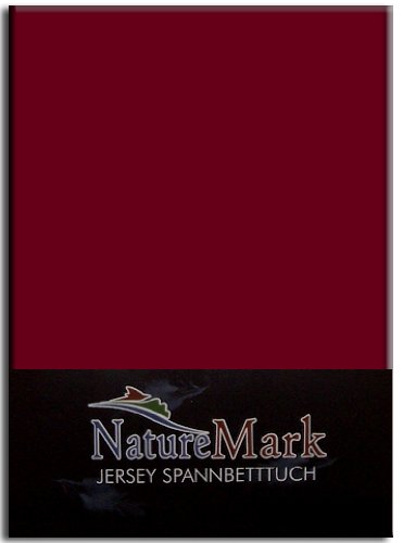 Jersey Spannbettlaken 180x200 - 200x200 cm Weinrot 100% BW von NatureMark
