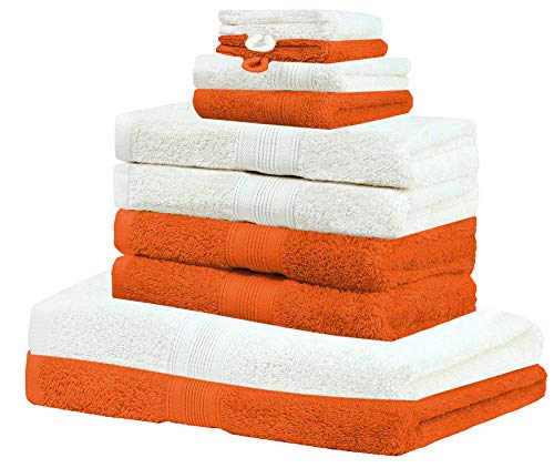 NatureMark 10 TLG. Frottier Handtuch-Set Verschiedene Größen 4X Handtücher, 2X Duschtücher, 2X Gästetücher, 2X Waschhandschuhe - Premium Qualität (10 TLG. Frottier Set, Terracotta/Creme) von NatureMark