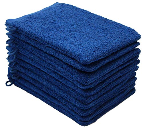 NatureMark 10er Pack Frottee Waschhandschuhe, Waschlappen, 100% Baumwolle, Royal blau, 15x21cm von NatureMark