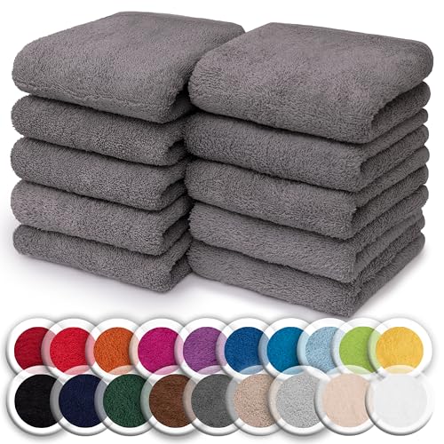 NatureMark 10er Pack Waschlappen | 100% Baumwolle | Frottier Seiflappen | Größe 30 x 30 cm | Frottee Seiftücher im 10er Pack Farbe: Anthrazit grau von NatureMark