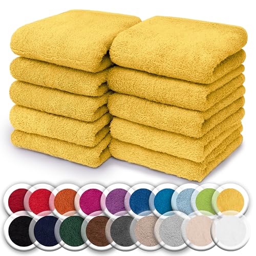NatureMark 10er Pack Waschlappen | 100% Baumwolle | Frottier Seiflappen | Größe 30 x 30 cm | Frottee Seiftücher im 10er Pack Farbe: Gelb von NatureMark