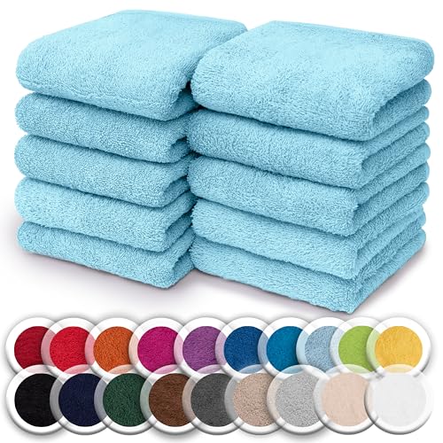NatureMark 10er Pack Waschlappen | 100% Baumwolle | Frottier Seiflappen | Größe 30 x 30 cm | Frottee Seiftücher im 10er Pack Farbe: Hell blau von NatureMark