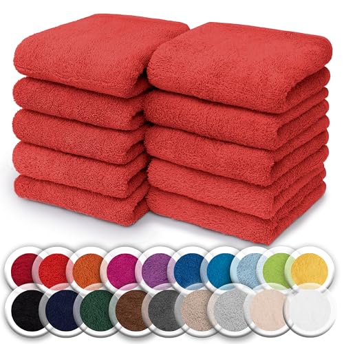 NatureMark 10er Pack Waschlappen | 100% Baumwolle | Frottier Seiflappen | Größe 30 x 30 cm | Frottee Seiftücher im 10er Pack Farbe: Rot von NatureMark