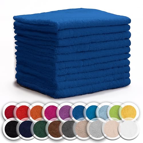 NatureMark 10er Pack Waschlappen | 100% Baumwolle | Frottier Seiflappen | Größe 30 x 30 cm | Frottee Seiftücher im 10er Pack Farbe: Royal blau von NatureMark