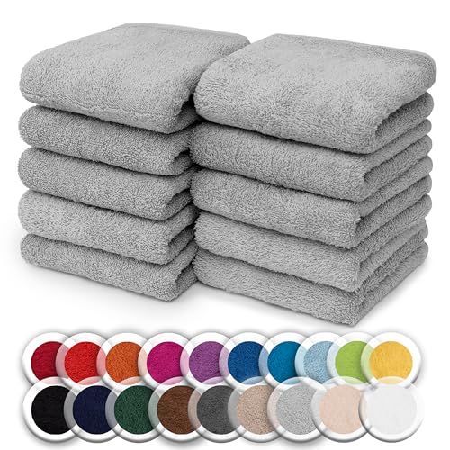 NatureMark 10er Pack Waschlappen | 100% Baumwolle | Frottier Seiflappen | Größe 30 x 30 cm | Frottee Seiftücher im 10er Pack Farbe: Silber grau von NatureMark