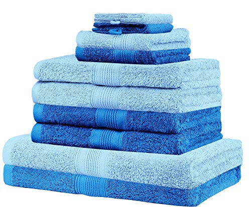 NatureMark 10tlg. Frottier Handtuch-Set Verschiedene Größen in Premium Qualität (10 TLG. Frottier Set, Royal/Hellblau) von NatureMark