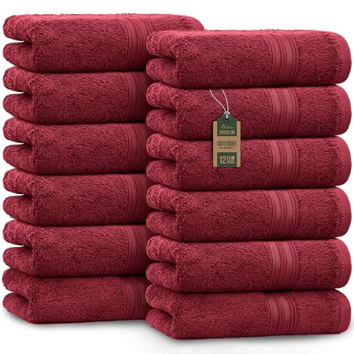 NatureMark Gästetücher – 12er Pack (30x50 cm), 100% Baumwolle, Oeko-Tex Zertifiziert, weich, saugfähig und pflegeleicht – Für Bad, Gäste & Spa – Bordeaux Rot NatureMark Gästetücher – 12er Pack (30x50 cm), 100% Baumwolle, Oeko-Tex Zertifiziert, weich, saugfähig und pflegeleicht – Für Bad, Gäste & Spa – Bordeaux Rot von NatureMark