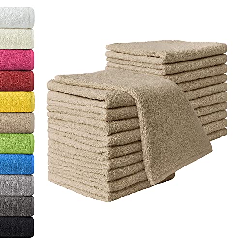 NatureMark 20er Spar-Pack Frottier Gästetücher, 30 x 50 cm, 100% Baumwolle, Sand Beige von NatureMark