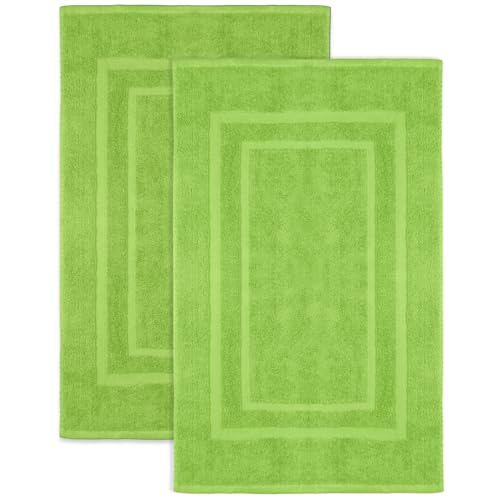 NatureMark 2er Pack Badvorleger Badematte | Premium Qualität | 100% Baumwolle | 50 x 80 cm | Duschvorleger Duschmatte Doppelpack | (2er Pack 50 x 80 cm, Apfel grün) von NatureMark