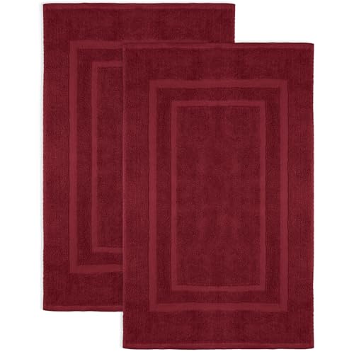 NatureMark 2er Pack Badvorleger | Premium Qualität | 100% Baumwolle | 50 x 80 cm | Duschvorleger Duschmatte Doppelpack | Farbe: Bordeaux rot von NatureMark