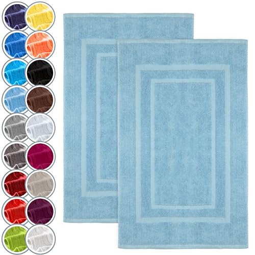 NatureMark 2er Pack Badvorleger | Premium Qualität | 100% Baumwolle | 50 x 80 cm | Duschvorleger Duschmatte Doppelpack | Farbe: Hell blau von NatureMark