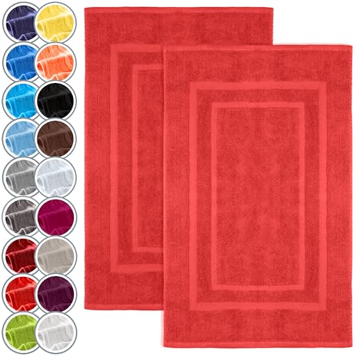 NatureMark 2er Pack Badvorleger | Premium Qualität | 100% Baumwolle | 50 x 80 cm | Duschvorleger Duschmatte Doppelpack | Farbe: Rot von NatureMark