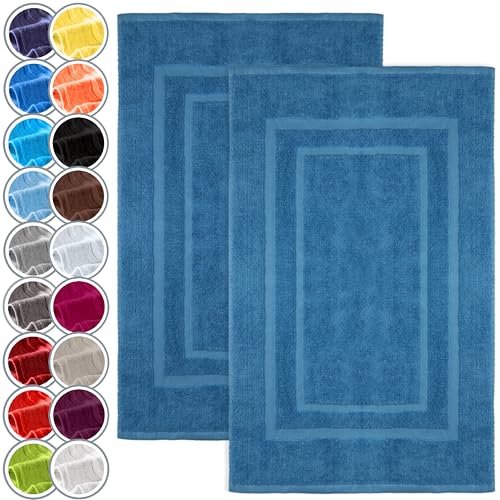 NatureMark 2er Pack Badvorleger Badematte | Premium Qualität | 100% Baumwolle | 50 x 80 cm | Duschvorleger Duschmatte Doppelpack | Farbe: Royal blau von NatureMark