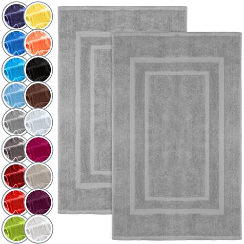 NatureMark 2er Pack Badvorleger Badematte | Premium Qualität | 100% Baumwolle | 50 x 80 cm | Duschvorleger Duschmatte Doppelpack | Farbe: Silber grau NatureMark 2er Pack Badvorleger Badematte | Premium Qualität | 100% Baumwolle | 50 x 80 cm | Duschvorleger Duschmatte Doppelpack | Farbe: Silber grau von NatureMark