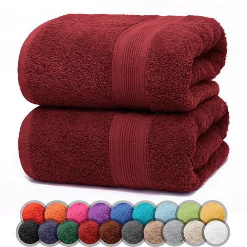 NatureMark 2er Pack DUSCHTÜCHER Premium Qualität 70x140cm DUSCHTUCH Dusch-Handtuch Doppelpack Farbe: Bordeaux rot von NatureMark