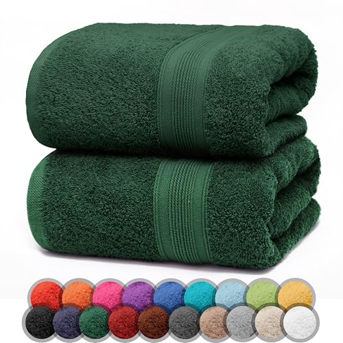 NatureMark 2er Pack DUSCHTÜCHER Premium Qualität 70x140cm DUSCHTUCH Dusch-Handtuch Doppelpack Farbe: Dunkel grün von NatureMark