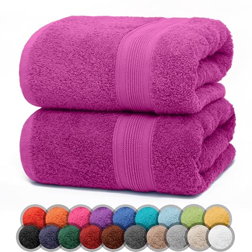 NatureMark 2er Pack DUSCHTÜCHER Premium Qualität 70x140cm DUSCHTUCH Dusch-Handtuch Doppelpack Farbe: Pink von NatureMark
