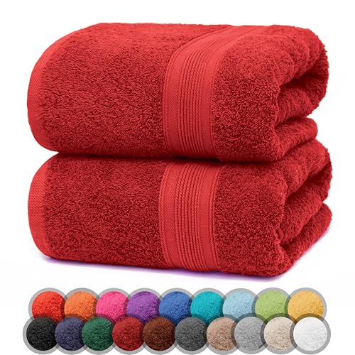 NatureMark 2er Pack DUSCHTÜCHER Premium Qualität 70x140cm DUSCHTUCH Dusch-Handtuch Doppelpack Farbe: Rot von NatureMark