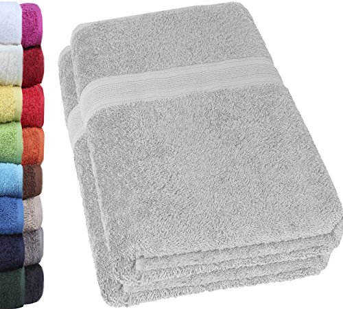 NatureMark 2er Pack DUSCHTÜCHER Premium Qualität 70x140cm DUSCHTUCH Dusch-Handtuch Doppelpack Farbe: Silber grau von NatureMark