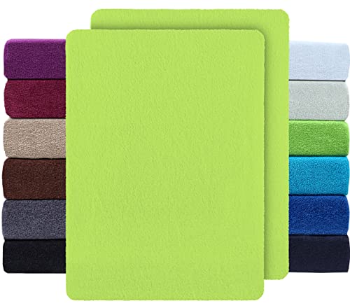 NatureMark 2er Pack FROTTEE Spannbettlaken, Spannbetttuch für kuschelig weiche Nächte, in viele Größen und Farben erhältlich | 140x200 cm - 160x200 cm - Apfel grün NatureMark 2er Pack FROTTEE Spannbettlaken, Spannbetttuch für kuschelig weiche Nächte, in viele Größen und Farben erhältlich | 140x200 cm - 160x200 cm - Apfel grün von NatureMark