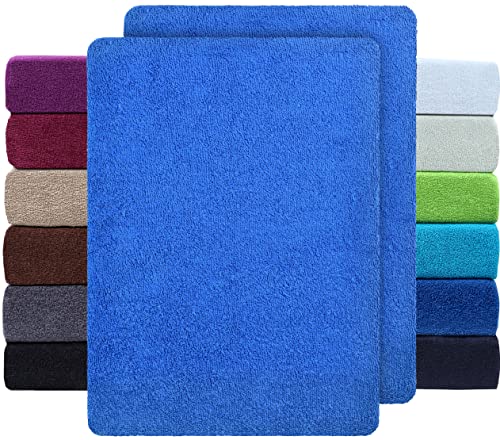 NatureMark 2er Pack FROTTEE Spannbettlaken, Spannbetttuch für kuschelig weiche Nächte, in viele Größen und Farben erhältlich | 140x200 cm - 160x200 cm - Royal blau von NatureMark