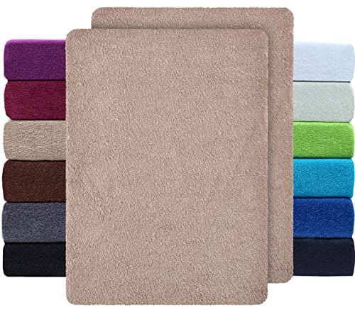 NatureMark 2er Pack FROTTEE Spannbettlaken, Spannbetttuch für kuschelig weiche Nächte, in viele Größen und Farben erhältlich | 140x200 cm - 160x200 cm - Sand/Beige von NatureMark