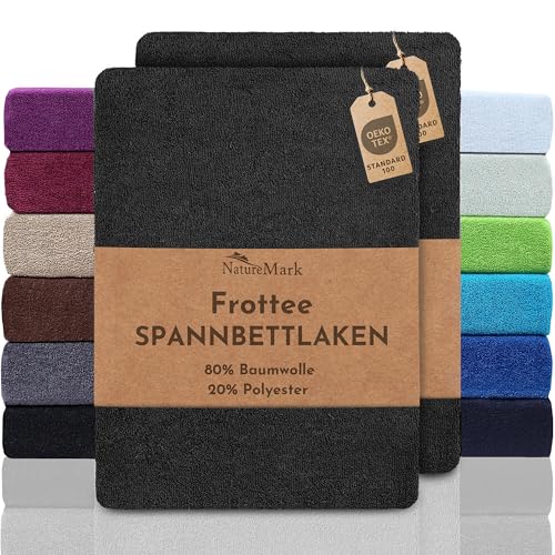 NatureMark 2er Pack FROTTEE Spannbettlaken, Spannbetttuch für kuschelig weiche Nächte, in viele Größen und Farben erhältlich | 140x200 cm - 160x200 cm - Schwarz NatureMark 2er Pack FROTTEE Spannbettlaken, Spannbetttuch für kuschelig weiche Nächte, in viele Größen und Farben erhältlich | 140x200 cm - 160x200 cm - Schwarz von NatureMark