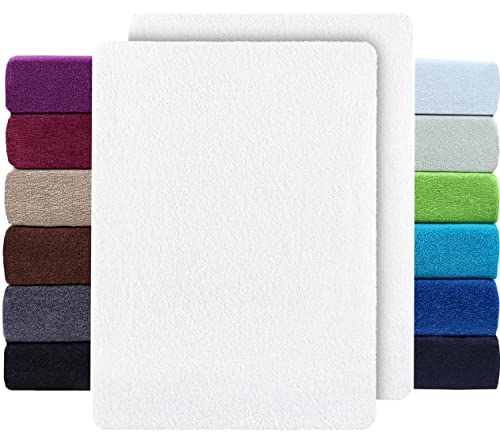 NatureMark 2er Pack FROTTEE Spannbettlaken, Spannbetttuch für kuschelig weiche Nächte, in viele Größen und Farben erhältlich | 140x200 cm - 160x200 cm - Weiß NatureMark 2er Pack FROTTEE Spannbettlaken, Spannbetttuch für kuschelig weiche Nächte, in viele Größen und Farben erhältlich | 140x200 cm - 160x200 cm - Weiß von NatureMark