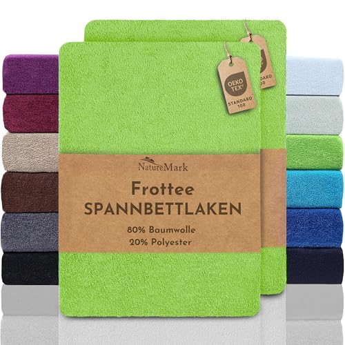 NatureMark 2er Pack FROTTEE Spannbettlaken, Spannbetttuch für kuschelig weiche Nächte, in viele Größen und Farben erhältlich | 90x190 cm - 100x200 cm - Apfel grün NatureMark 2er Pack FROTTEE Spannbettlaken, Spannbetttuch für kuschelig weiche Nächte, in viele Größen und Farben erhältlich | 90x190 cm - 100x200 cm - Apfel grün von NatureMark