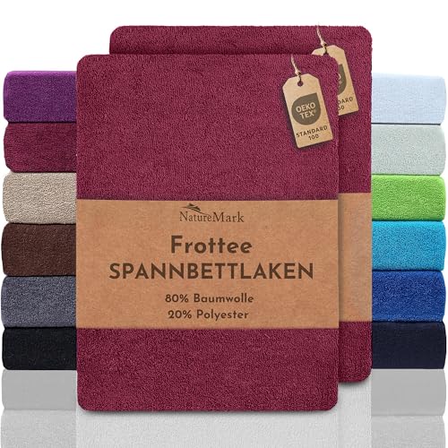 NatureMark 2er Pack FROTTEE Spannbettlaken, Spannbetttuch für kuschelig weiche Nächte, in viele Größen und Farben erhältlich | 90x190 cm - 100x200 cm - Bordeaux rot NatureMark 2er Pack FROTTEE Spannbettlaken, Spannbetttuch für kuschelig weiche Nächte, in viele Größen und Farben erhältlich | 90x190 cm - 100x200 cm - Bordeaux rot von NatureMark
