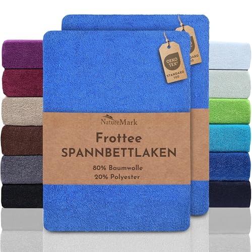 NatureMark 2er Pack FROTTEE Spannbettlaken, Spannbetttuch für kuschelig weiche Nächte, in viele Größen und Farben erhältlich | 90x190 cm - 100x200 cm - Royal blau NatureMark 2er Pack FROTTEE Spannbettlaken, Spannbetttuch für kuschelig weiche Nächte, in viele Größen und Farben erhältlich | 90x190 cm - 100x200 cm - Royal blau von NatureMark