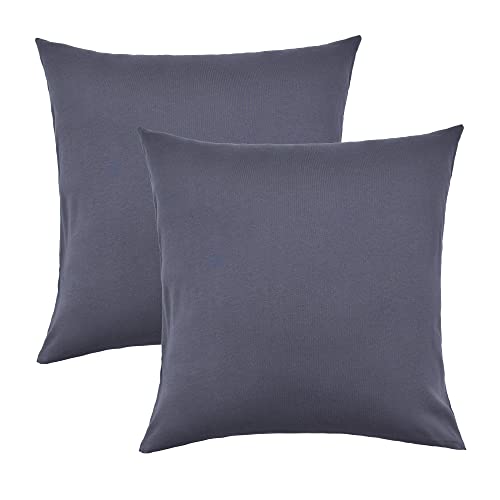 NatureMark 2er Set Jersey Kissenbezüge – Elastisch, weich, atmungsaktiv und hautfreundlich – Waschbare Kissenhülle - 40x40 - Anthrazit Grau von NatureMark
