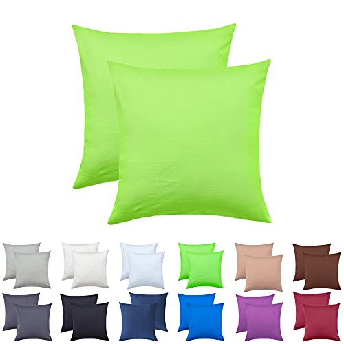 NatureMark 2er Pack Jersey Kissenbezug Kissenhülle Kissenbezüge Seitenschläferkissen Nackenkissen viele Größen und Farben ÖKO-TEX (40 x 40 cm, Apfel grün) von NatureMark